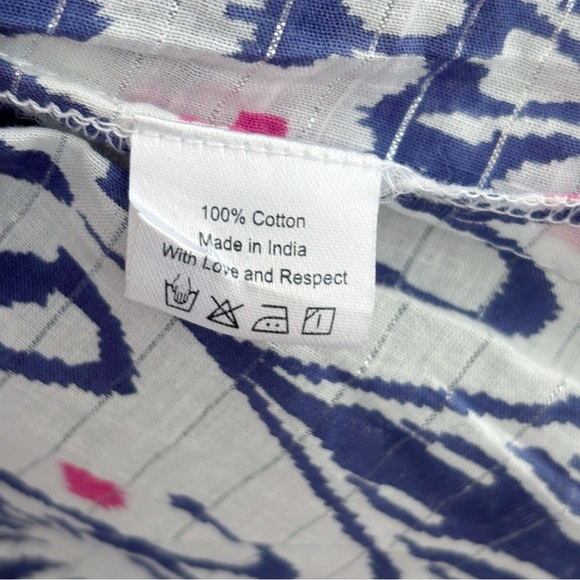 La Plage Sarah Ikat Print Maxi Dress XS Ruffle Navy Fuchsia - Picture 7 of 9